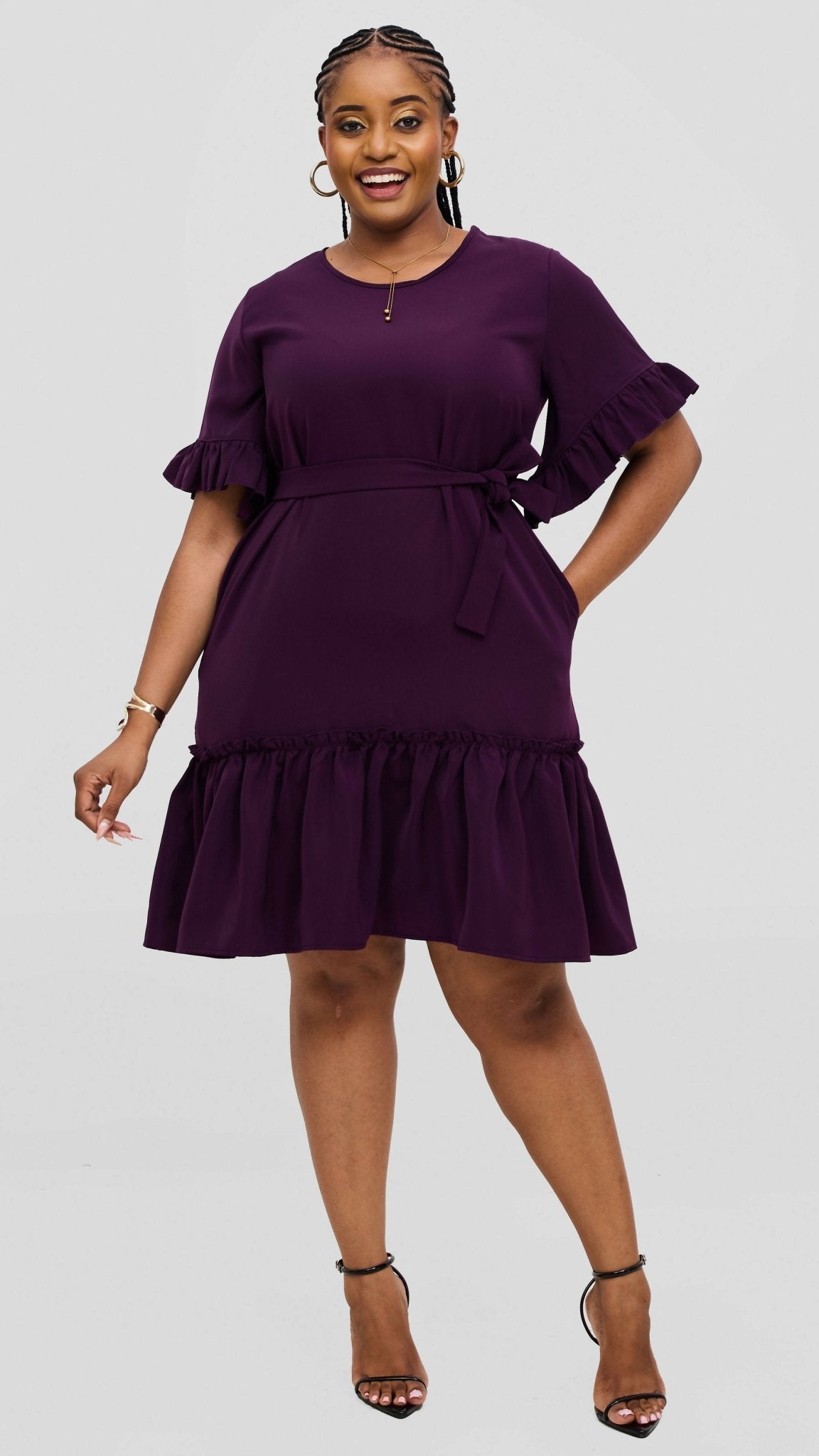 Lizola Laurel Shift Dress - Dark Purple - Shopzetu