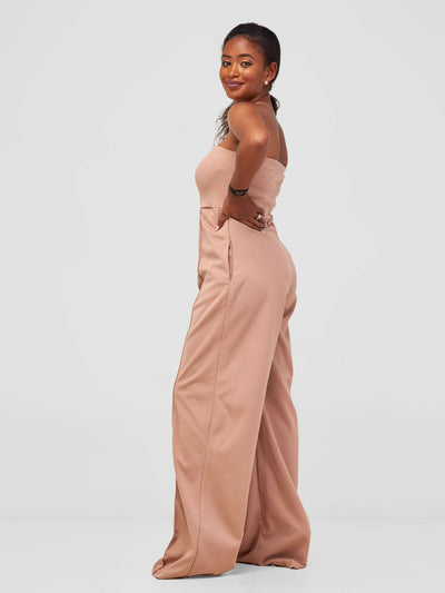 La Flor Apparel Curvy Plus Size Viola Strapless Jumpsuit - Nude