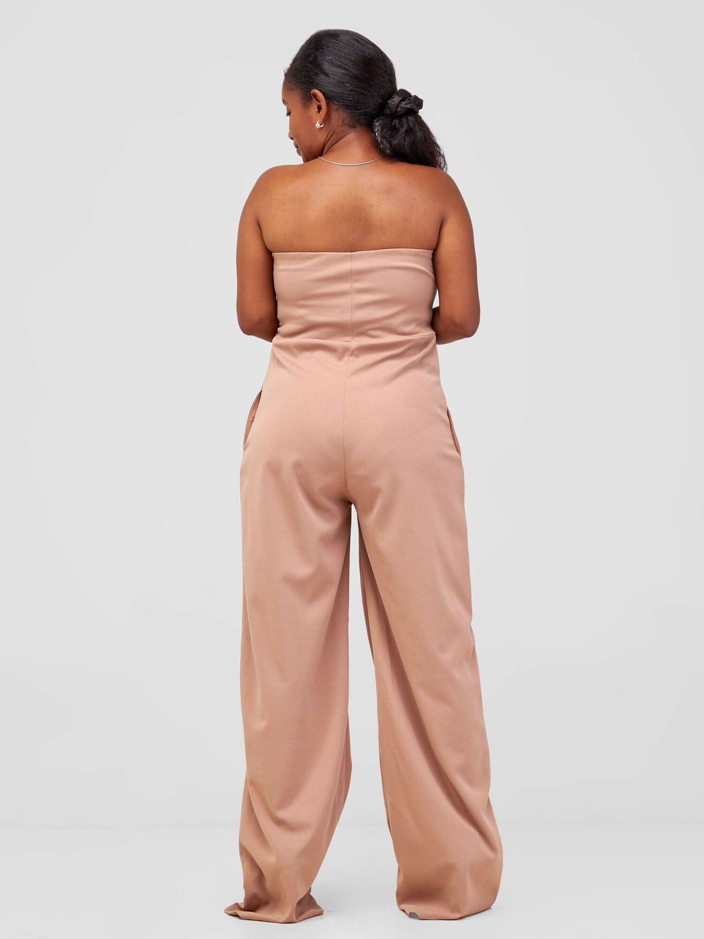 La Flor Apparel Curvy Plus Size Viola Strapless Jumpsuit - Nude