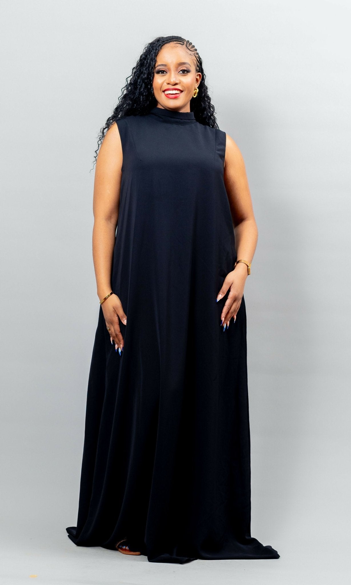 African Yuva Marya Shift Dress - Black - Shopzetu