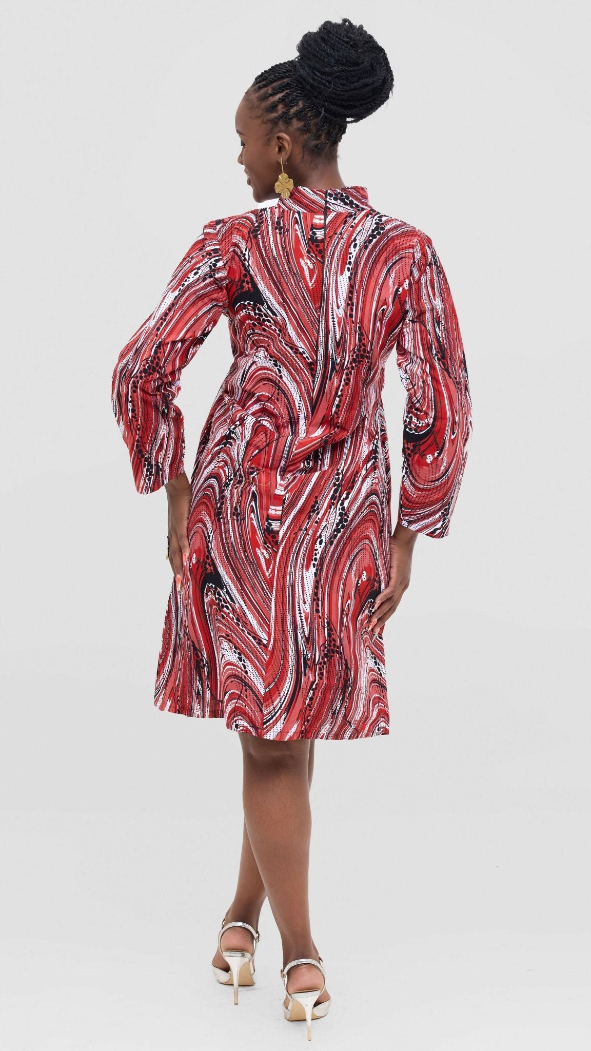 PrettyGline Ankara Dress - Red - Shopzetu