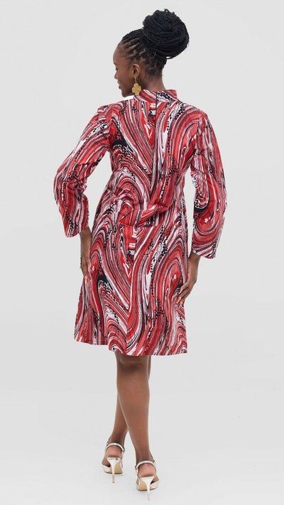 PrettyGline Ankara Dress - Red - Shopzetu