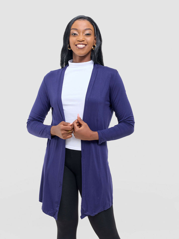 Anel's Knitwear Basic Kimono - Navy Blue - Shopzetu