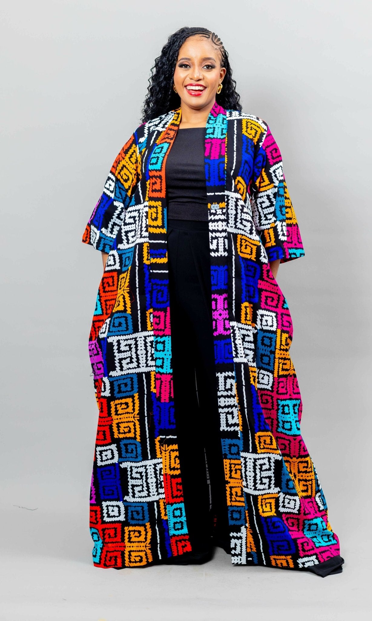 African Yuva Jacaranda Ankara Kimono - Ankara - Shopzetu