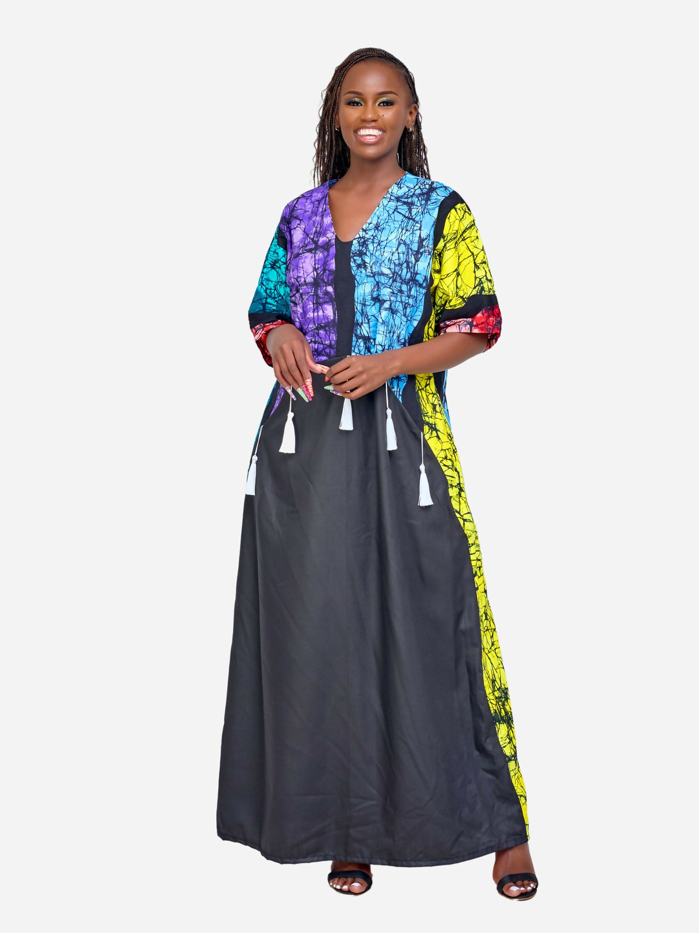Tuli Alana Tassel Kaftan Dress - Multicoloured - Shopzetu
