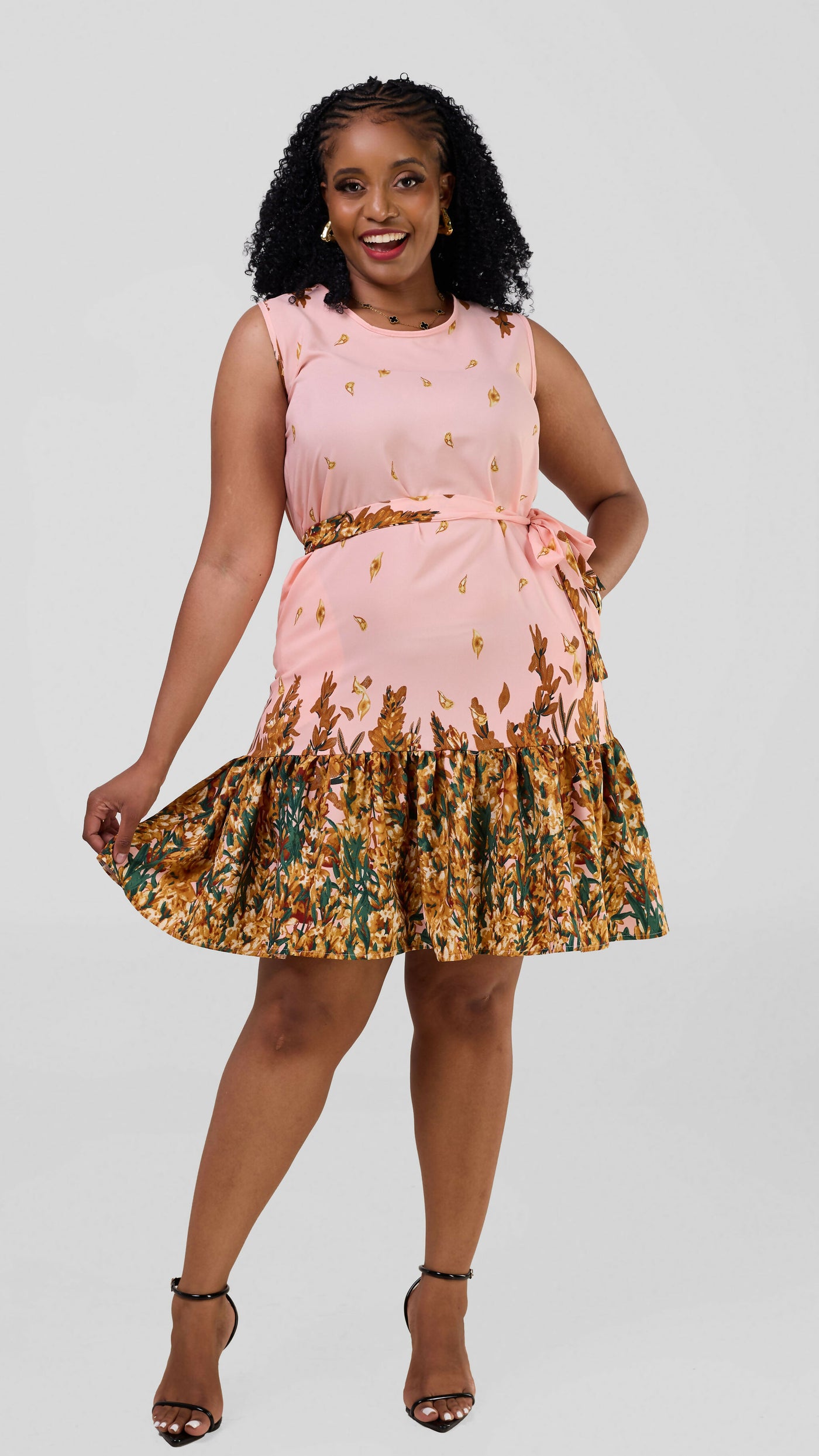 Lizola Maryam Shift Dress - Pink / Green