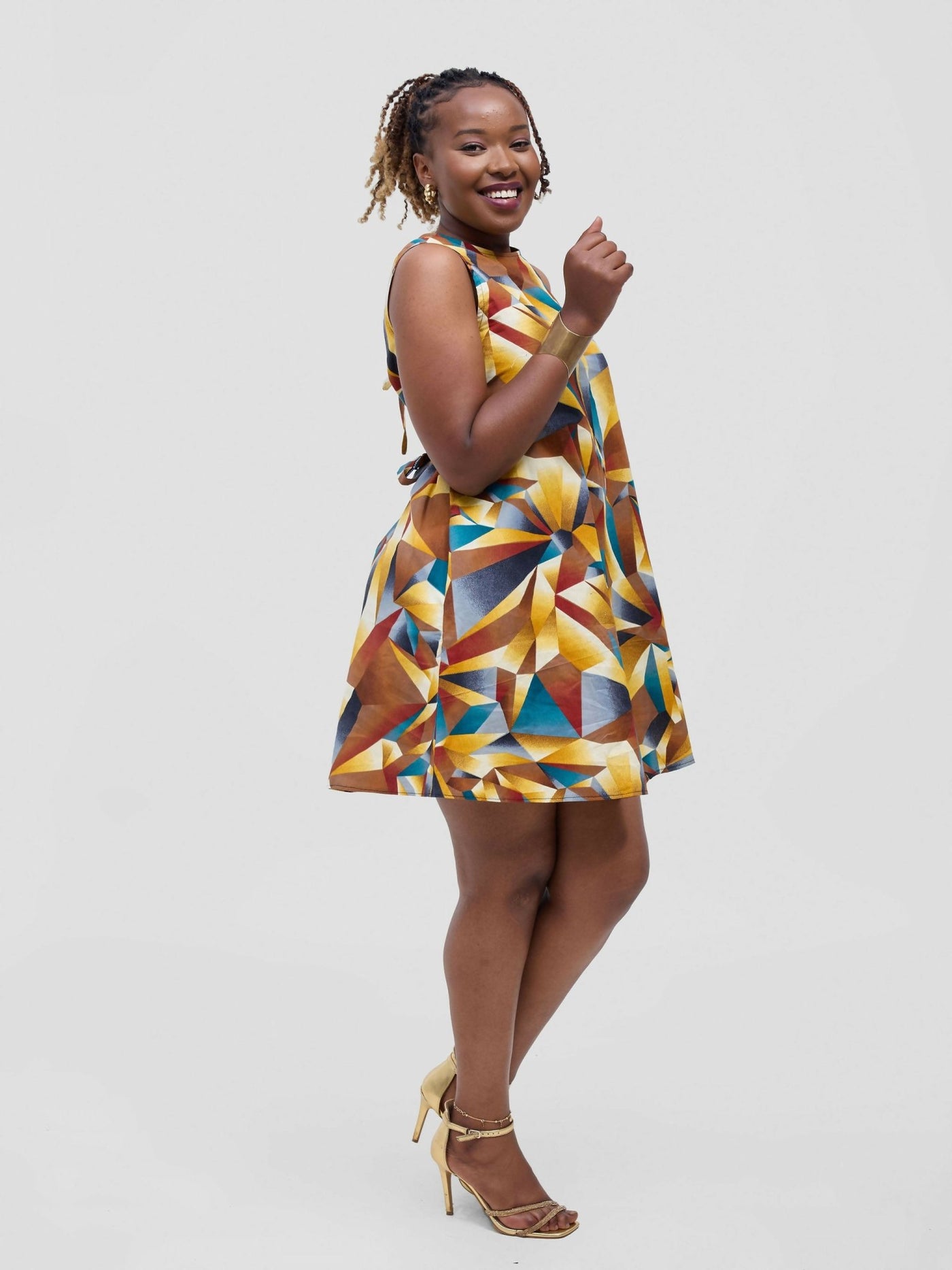 Dala Shift Dress - Teal / Brown - Shopzetu