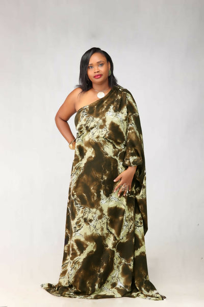 Thick & Fab Curvy Plus Size Fatima Dress - Green Print