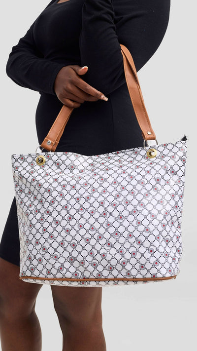 Mkenya Collections Tote Bag - White / Pink - Shopzetu