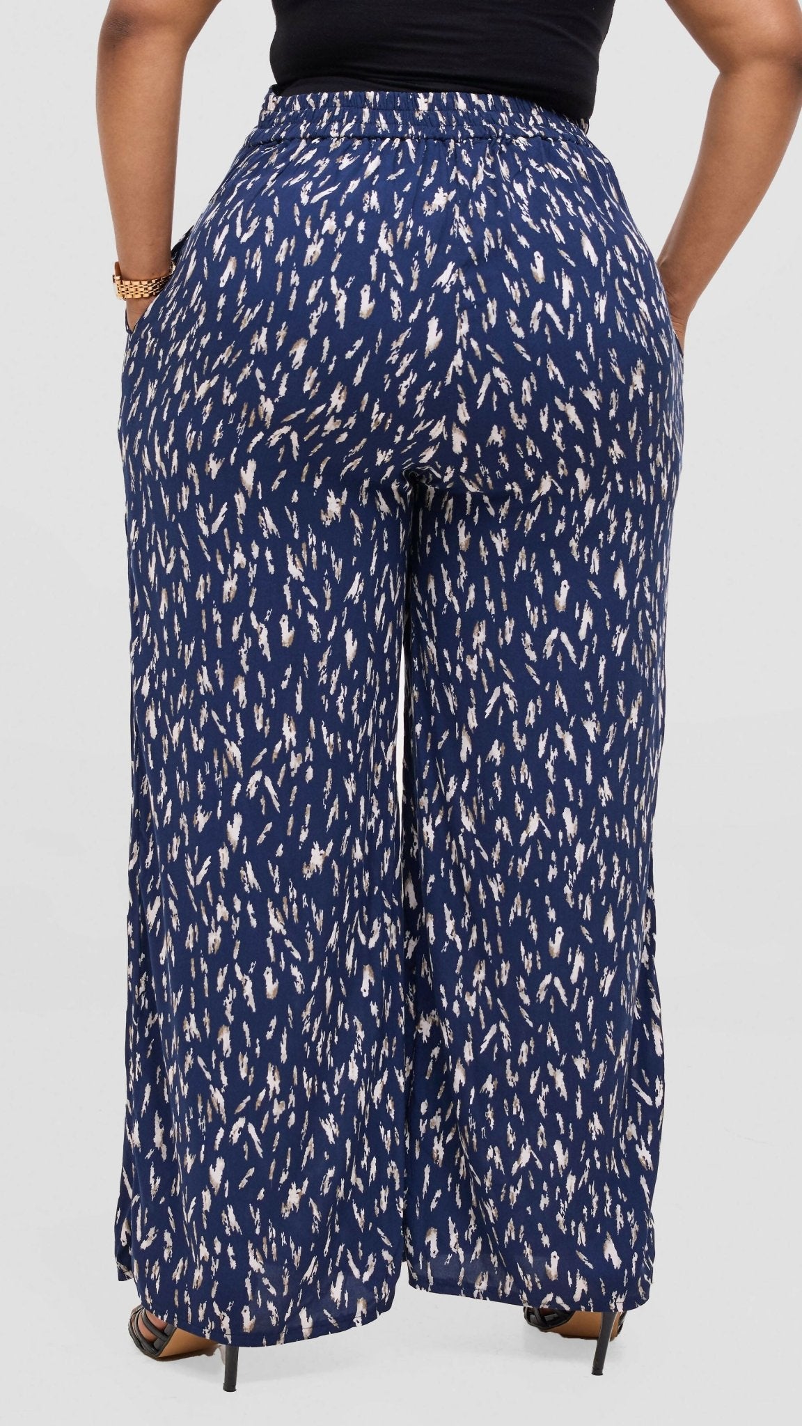 Lucille Couture Elena Palazzo Pant - Blue Print - Shopzetu