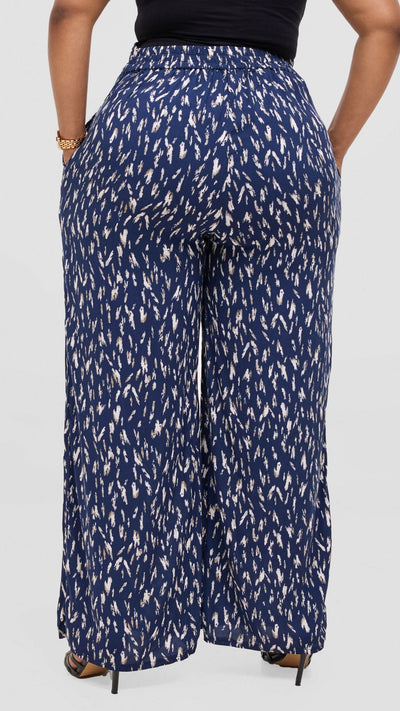 Lucille Couture Elena Palazzo Pant - Blue Print - Shopzetu