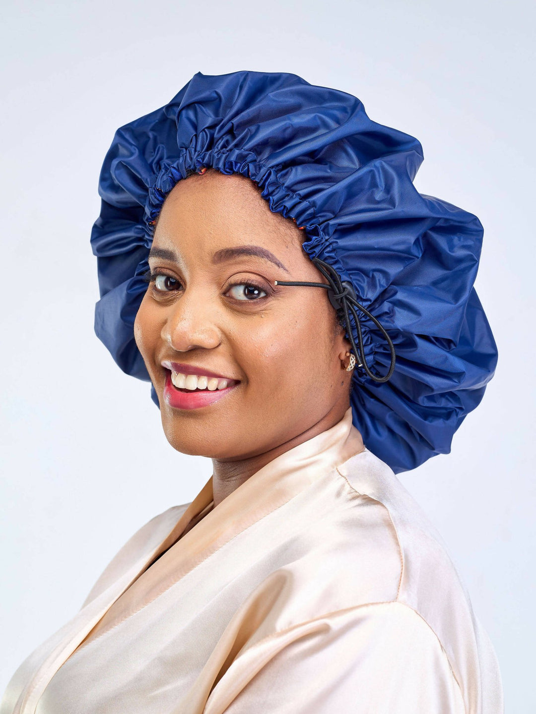 Satin Revolution Satin Lined Shower Cap - Navy Blue - Shopzetu