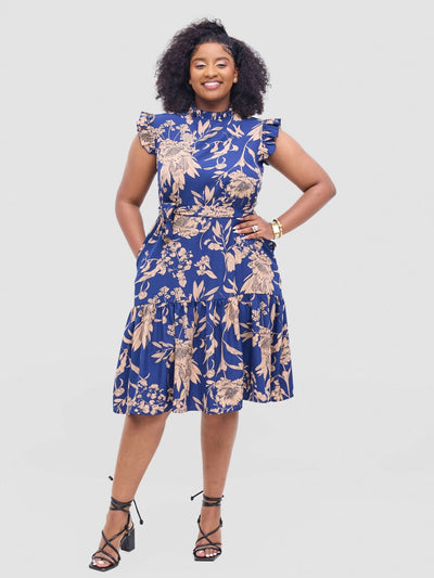 Lizola Vatusia Shirt Dress - Navyblue / Beige - Shopzetu