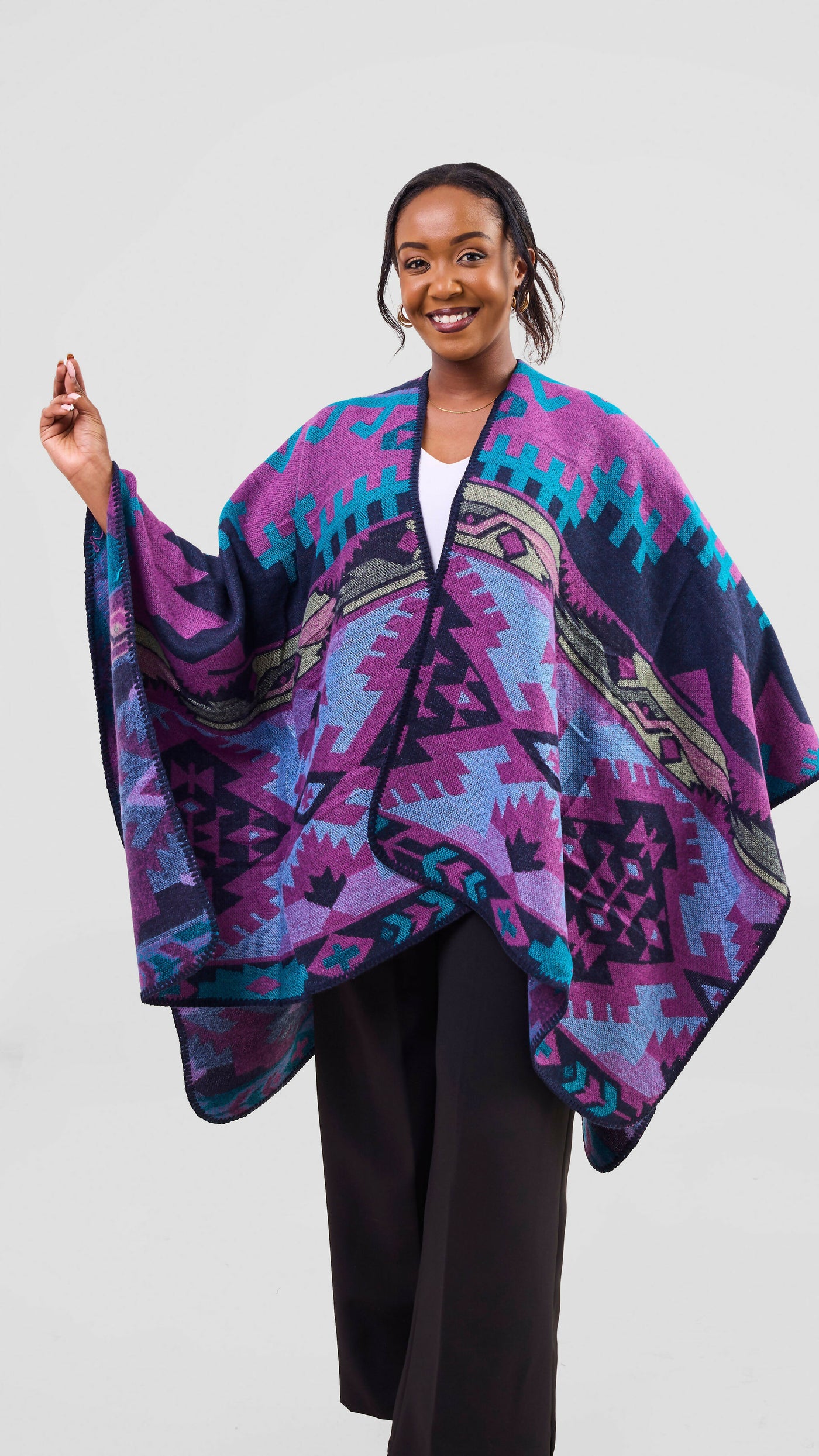 Afrodame Light Poncho - Blue / Purple
