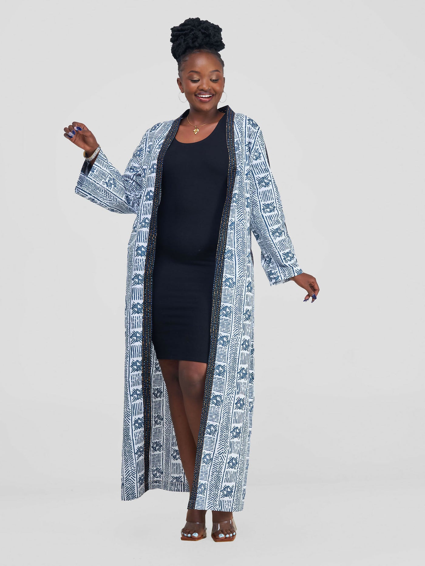 Long Savannah Spirit Kimono - Black / White