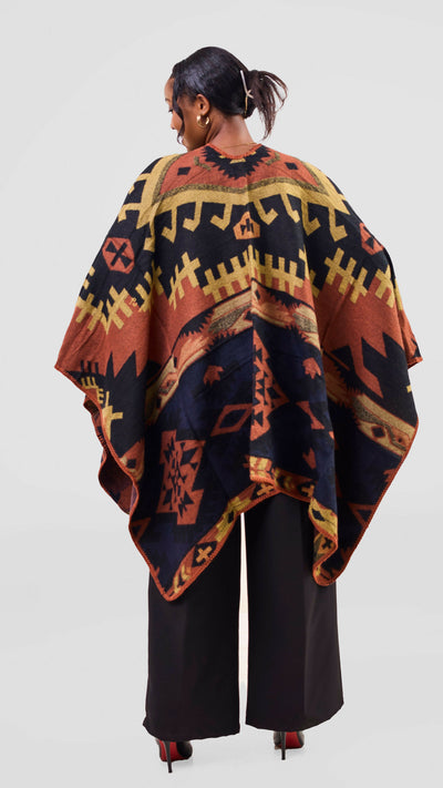 Afrodame Light Poncho - Brown / Black