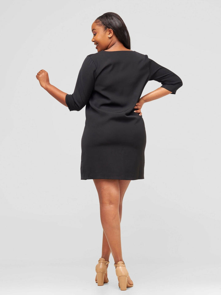 HOT Plush Blazer Dress - Black - Shopzetu