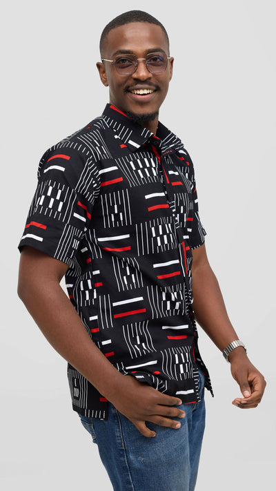 Rafiki Thread Curvy Plus Size African Heritage Shirt - Black