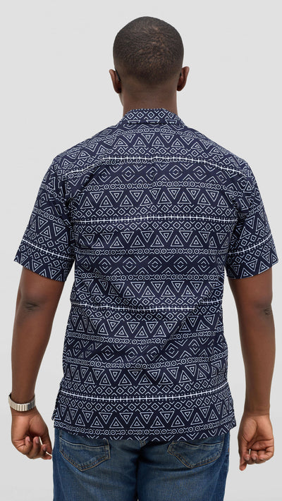 Rafiki Threads Curvy Plus Size African Heritage Shirt - Blue