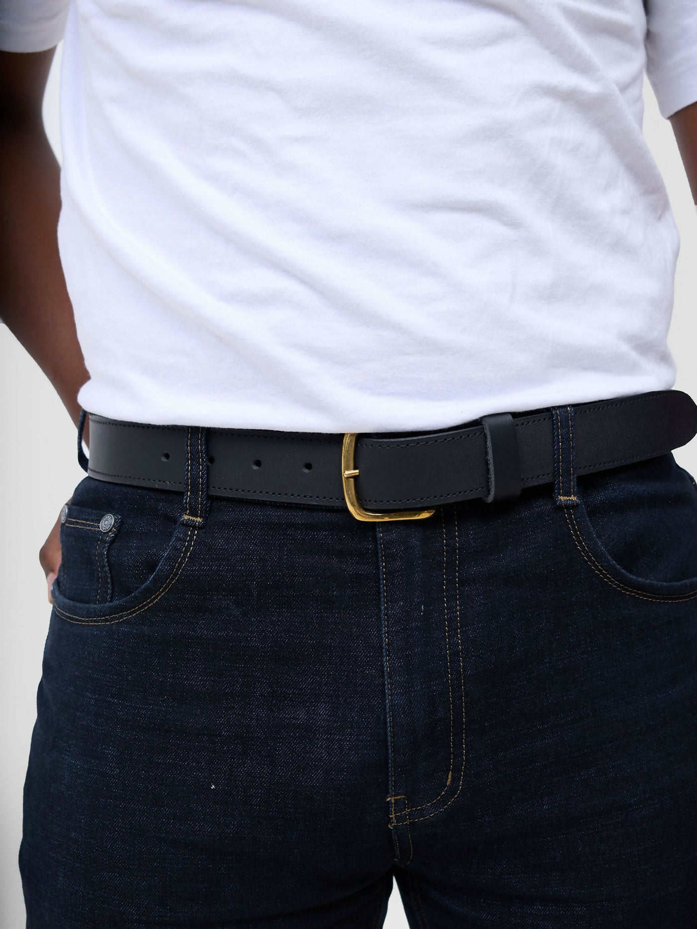 Meishan Curios Plain Pure Leather Men Belt - Black - Shopzetu