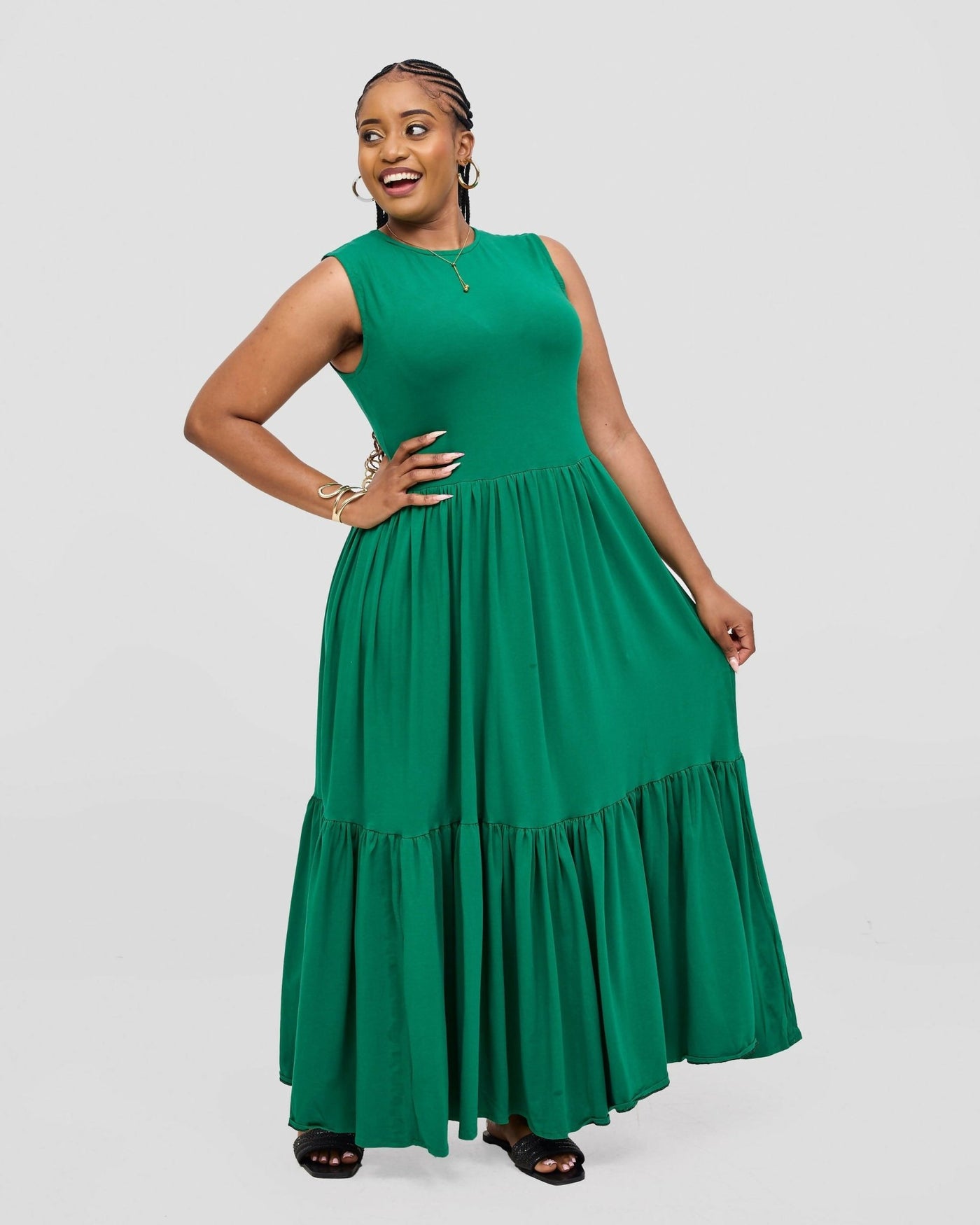 Gravio Fashions Emeria Dress - Green - Shopzetu