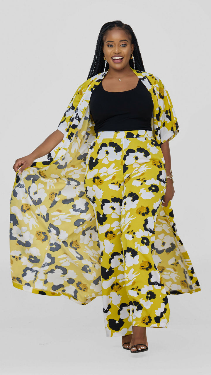 Lizola Monroe Miracle 2 Pc Set Kimono - Yellow / White