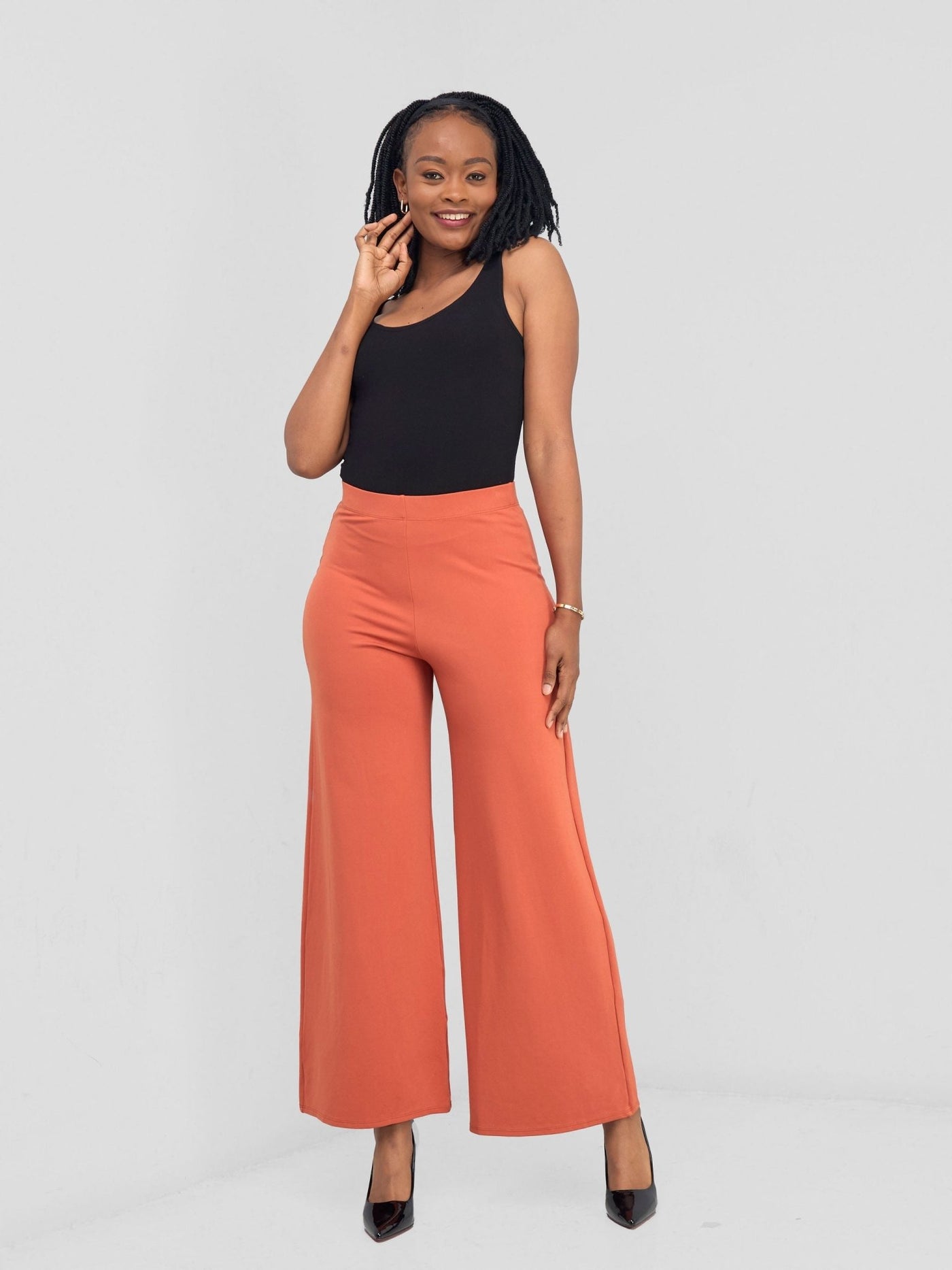 Vivo Upe Wide Leg Pants - Rust - Shopzetu