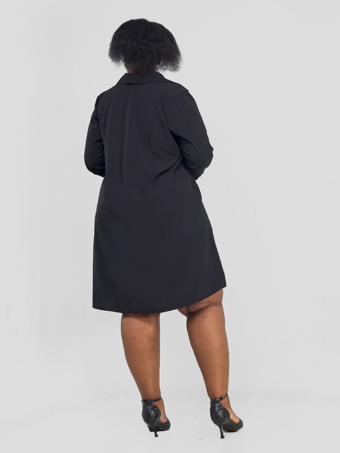 Vivo Yumi Long Sleeve Tent Shirt Dress - Black - Shopzetu
