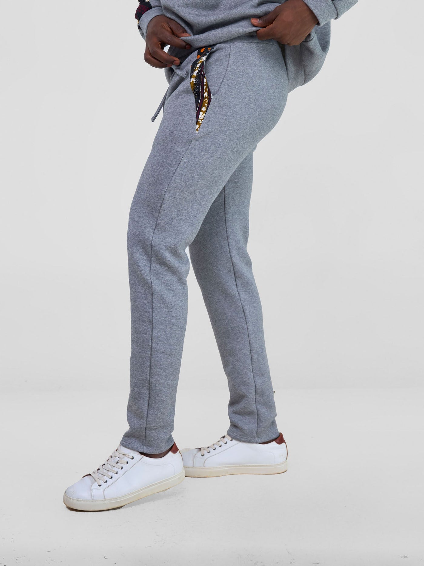 Safari by Vivo Kitenge Men's Sweat Pants - Grey/ Neba Print