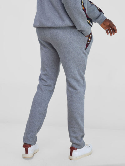 Safari by Vivo Kitenge Men's Sweat Pants - Grey/ Neba Print