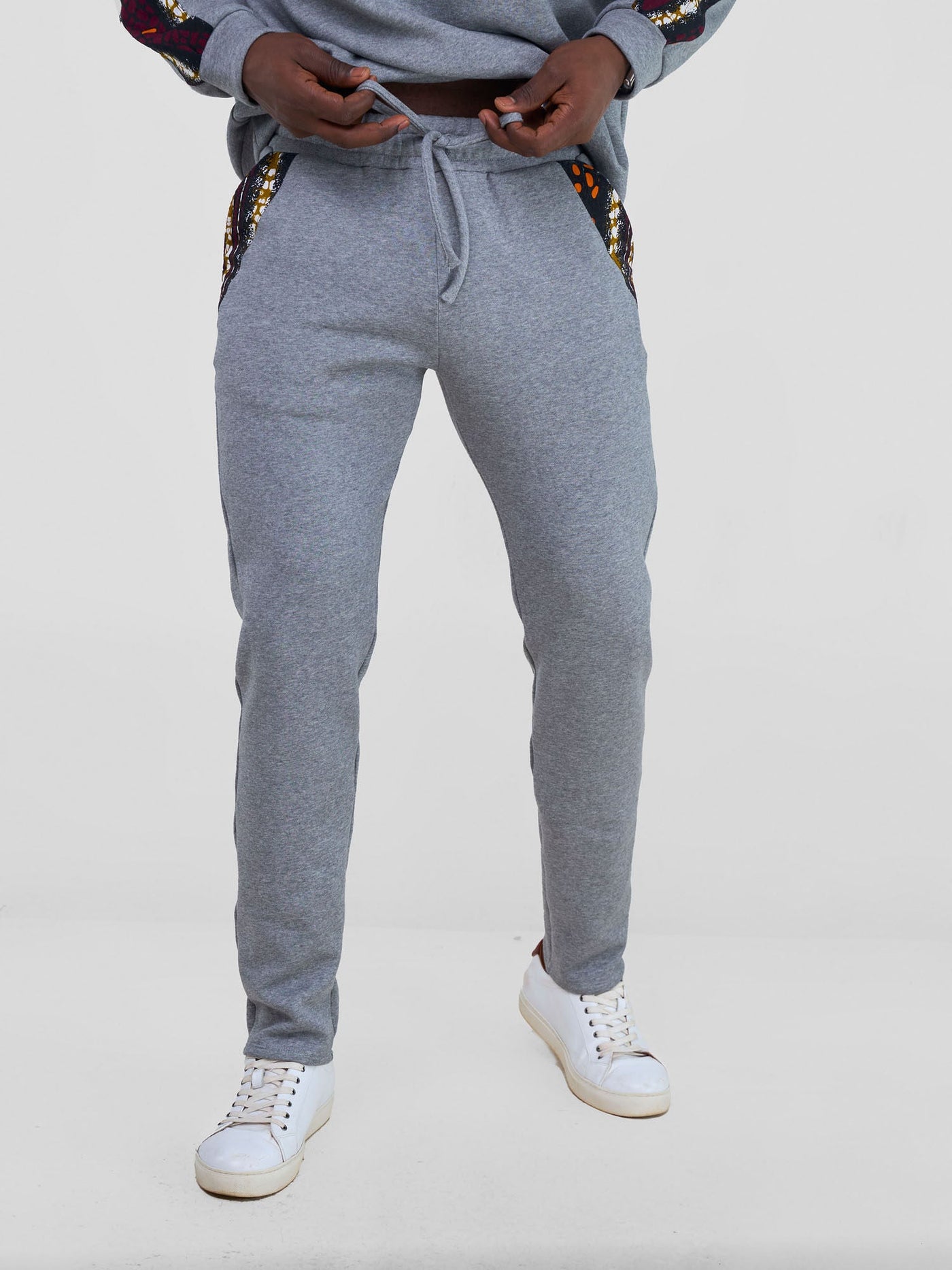 Safari by Vivo Kitenge Men's Sweat Pants - Grey/ Neba Print