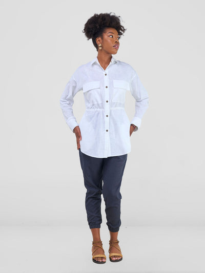 Safari by Vivo Savannah Drawstring Shacket - White