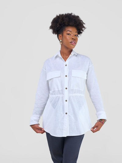 Safari by Vivo Savannah Drawstring Shacket - White