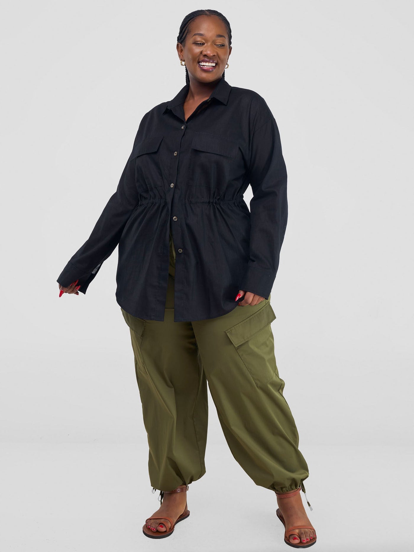 Safari by Vivo Savannah Drawstring Shacket - Black