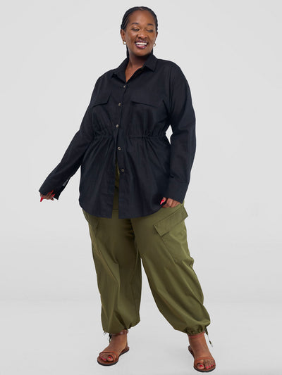 Safari by Vivo Savannah Drawstring Shacket - Black