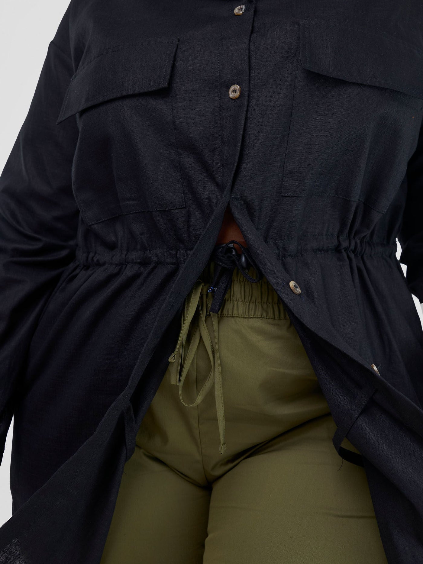 Safari by Vivo Savannah Drawstring Shacket - Black