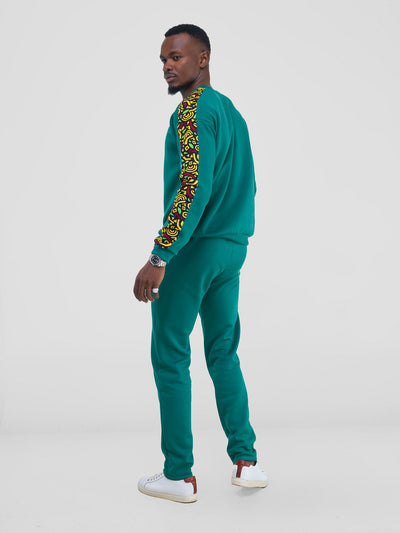 Safari by Vivo Kitenge Men's Sweatshirt - Teal/ Tafo Print