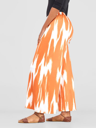 Vivo Nkasi Wide Leg Pants - White / Orange Shibori Print
