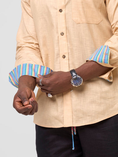 Safari by Vivo Savannah Men's Long Sleeve Shirt - Beige