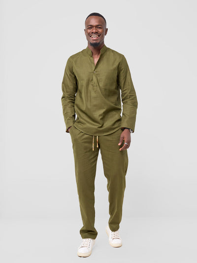 Safari by Vivo Savannah Men's Half Placket  Shirt - Hunters