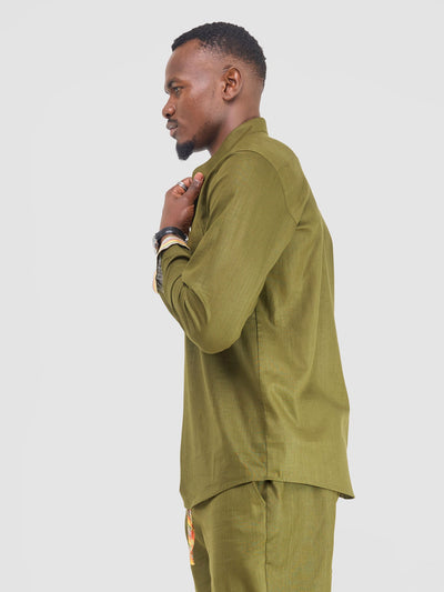 Safari by Vivo Savannah Men's Half Placket  Shirt - Hunters