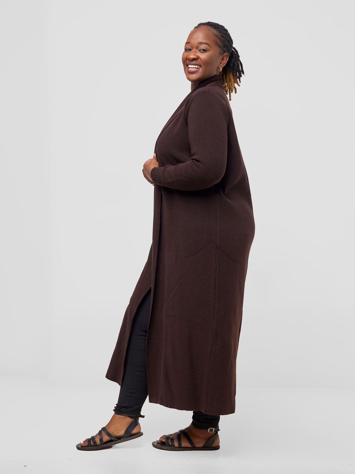 Vivo Long Sleeve Maxi Waterfall - Chocolate Brown