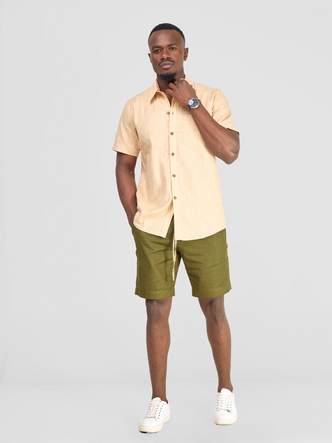 Safari by Vivo Savannah Men's Short Sleeve Shirt - Beige