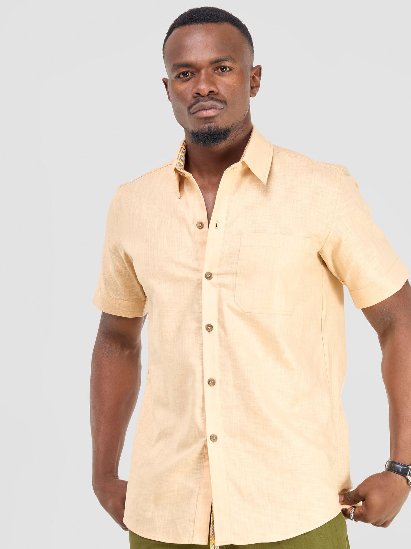 Safari by Vivo Savannah Men's Short Sleeve Shirt - Beige