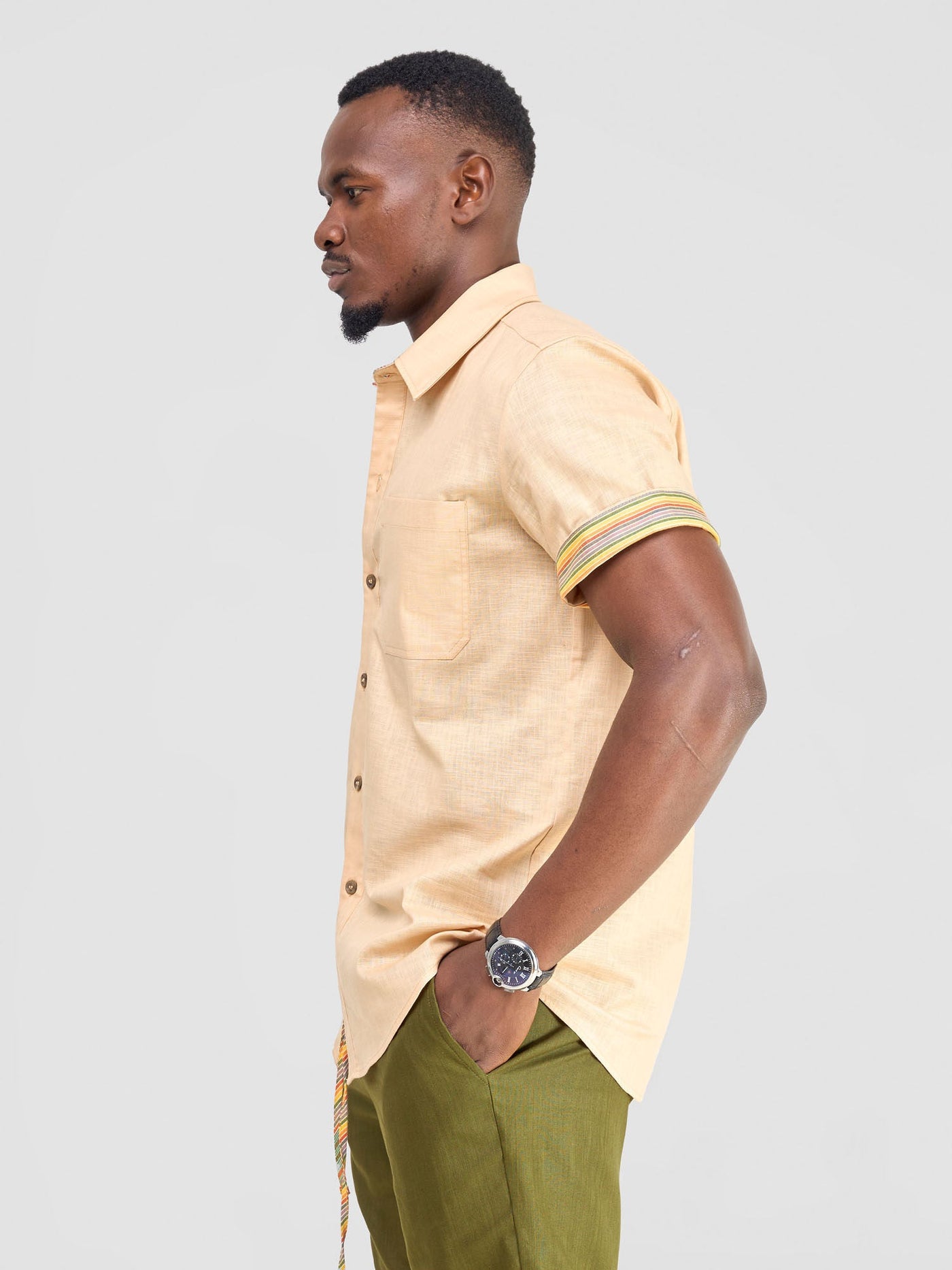Safari by Vivo Savannah Men's Short Sleeve Shirt - Beige