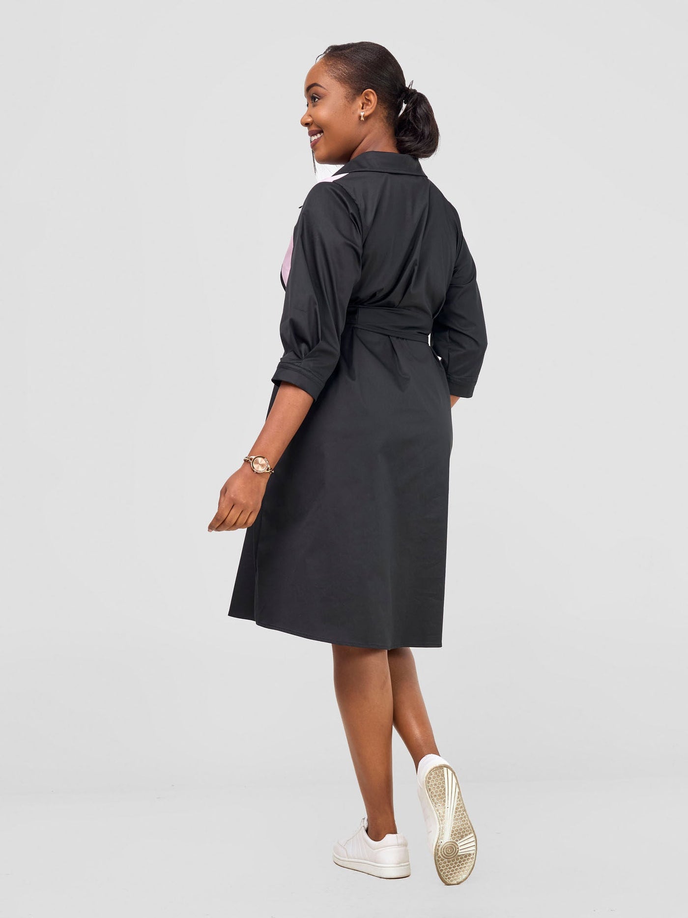 Safari by Vivo Lira Front Panelled Shirt Dress - Black / Pink