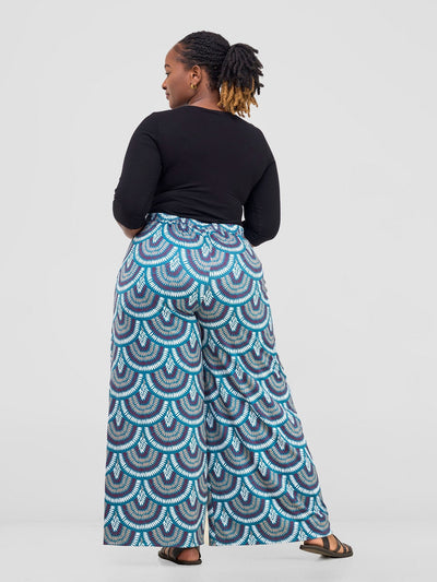 Vivo Nkasi Wide Leg Pants - Teal / Burgundy Kasi Print