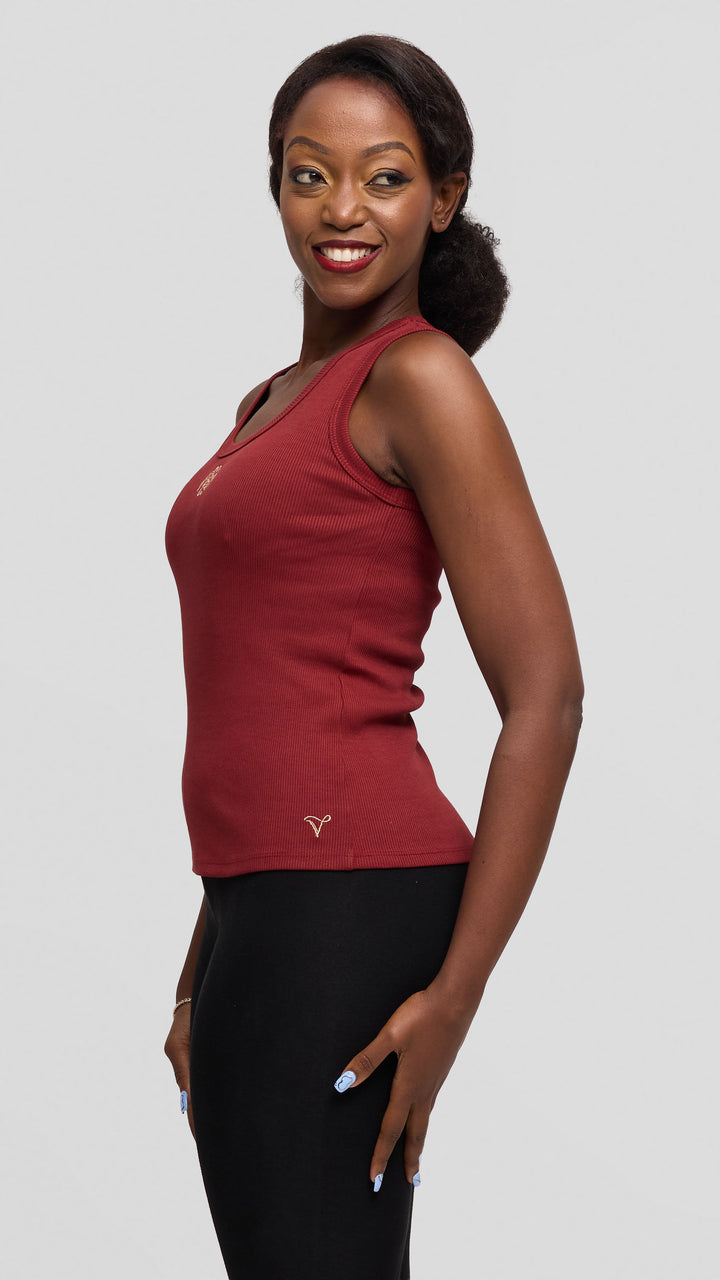 Safari by Vivo Adinkra Top in Rib - Maroon