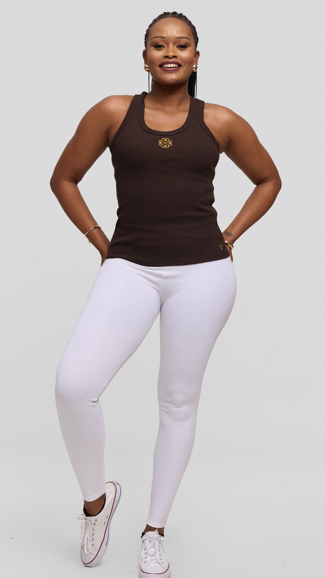 Safari by Vivo Adinkra Top in Rib - Chocolate