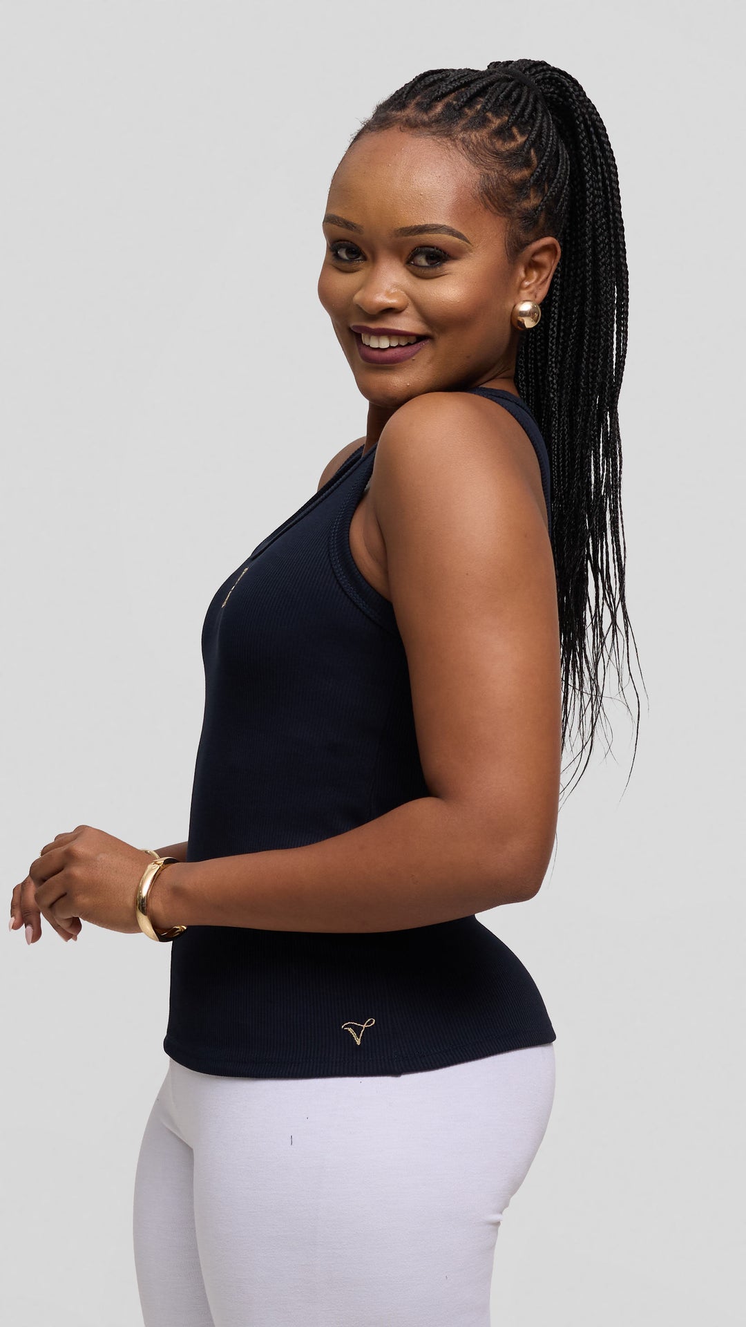 Safari by Vivo Adinkra Top in Rib - Navy